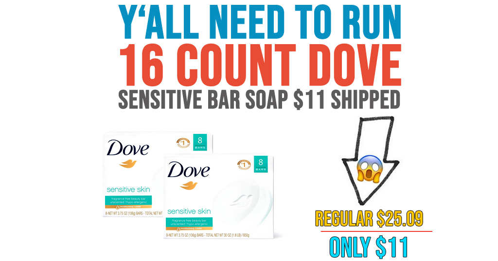 16 Count Dove Sensitive Bar Soap $11 Shipped on Amazon (Regularly $25.09)