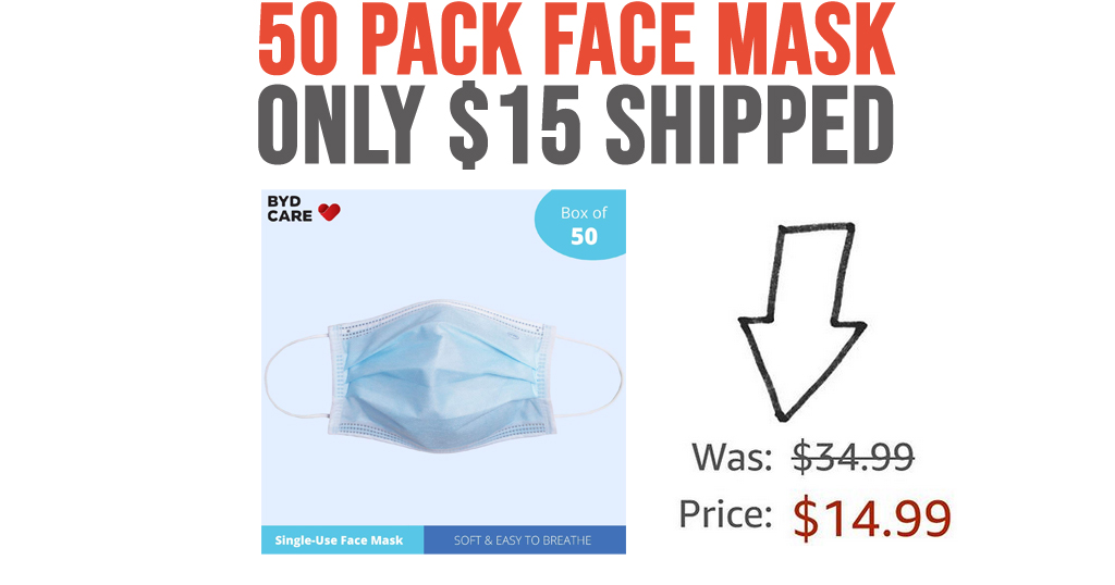 50 Pack face Mask Only $15 Shipped on Amazon (Regularly $34.99)