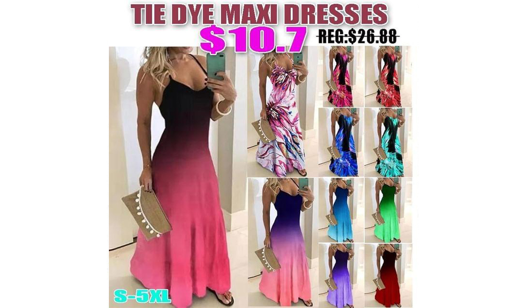 Tie Dye Maxi Dresses+Free Shipping!