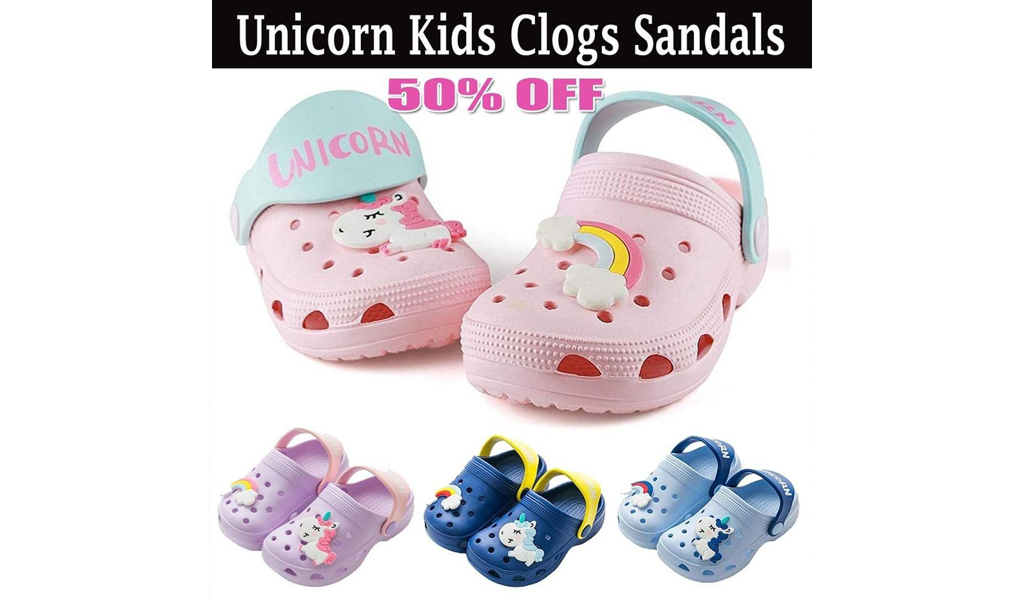 50% off Unicorn Kids Clogs Sandals