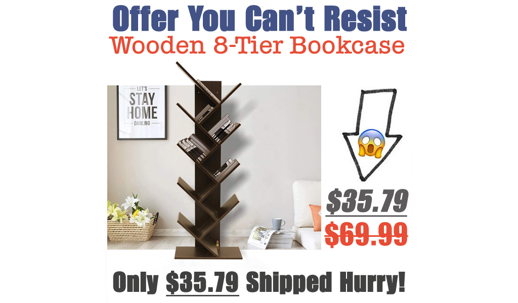 Wooden 8-Tier Floor Standing Bookcase Only $35.79 Shipped on Amazon (Regularly $69.99)