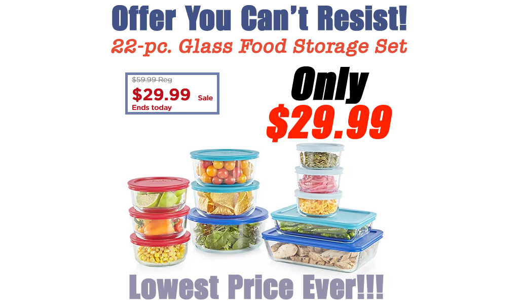 22-pc. Glass Food Storage Set Only $29.99 on Kohl’s.com (Regularly $59.99)