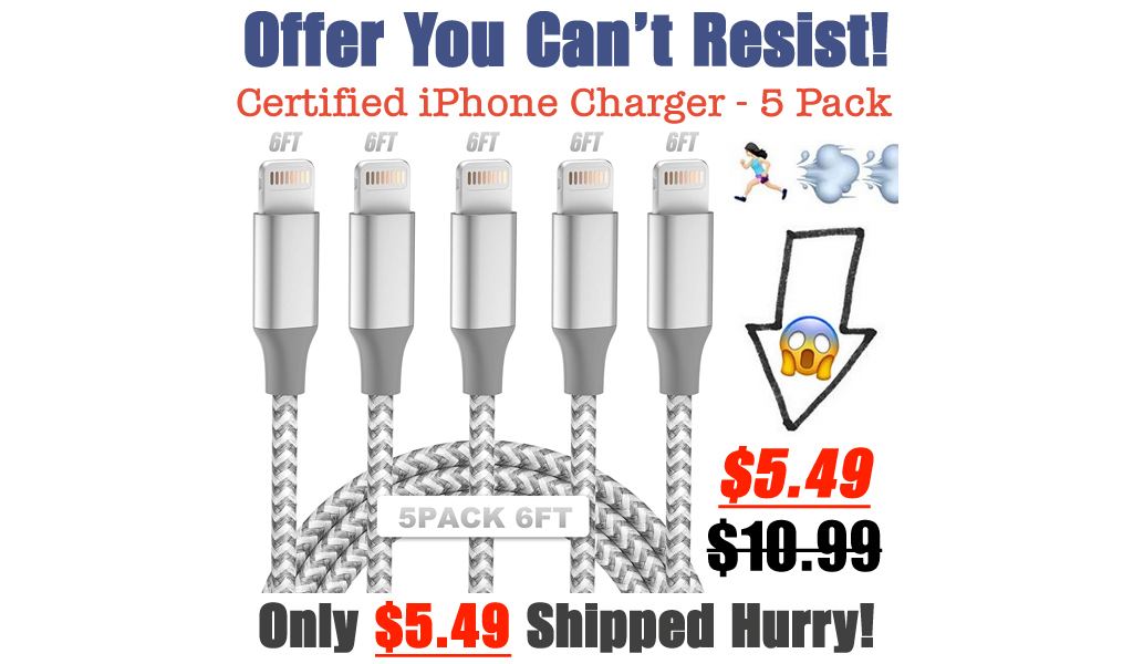 Certified iPhone Charger - 5 Pack Only $5.49 Shipped on Amazon (Regularly $10.99)