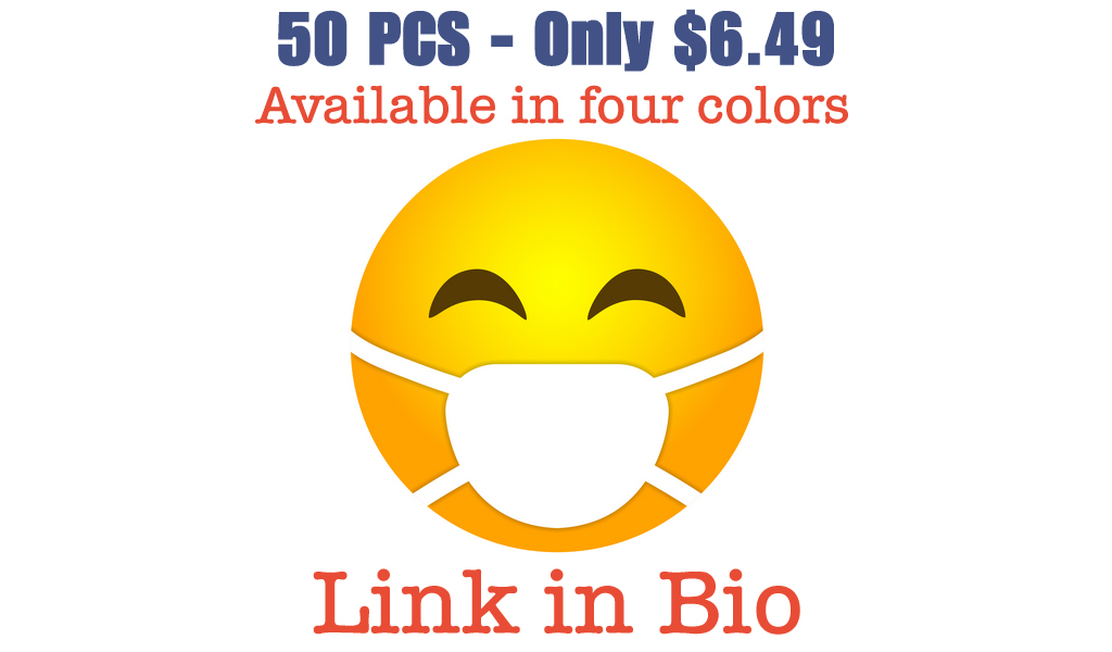 Disposable Face Masks - 50 PCS Only $6.49 Shipped on Amazon (In 4 Colors)