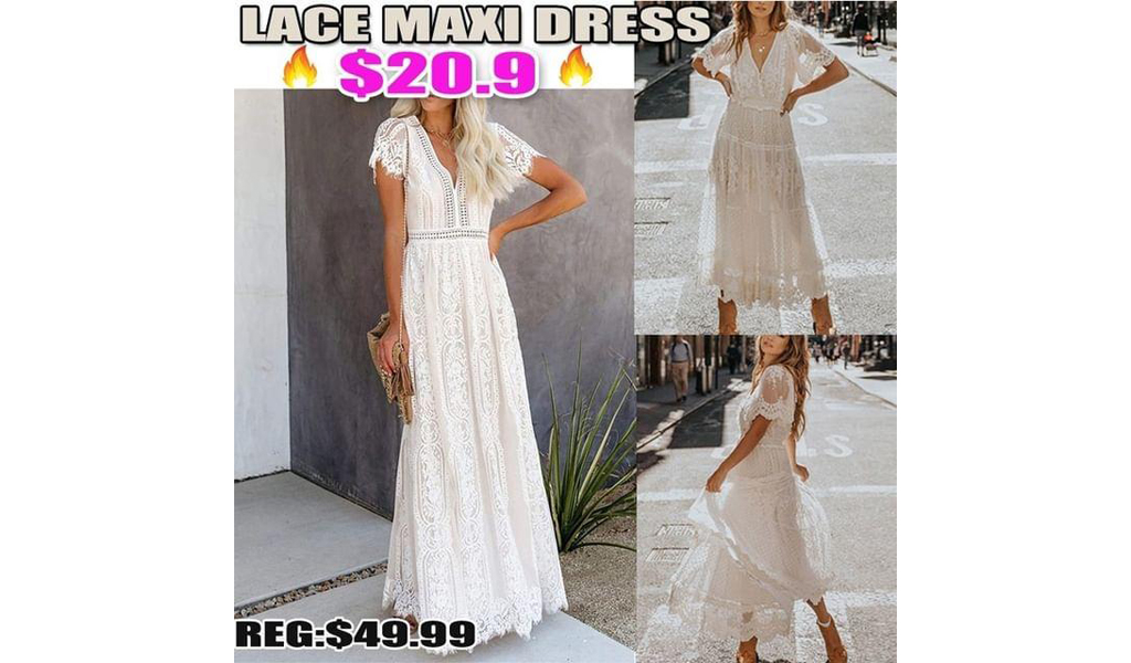 Lace Maxi Dress+Free Shipping!