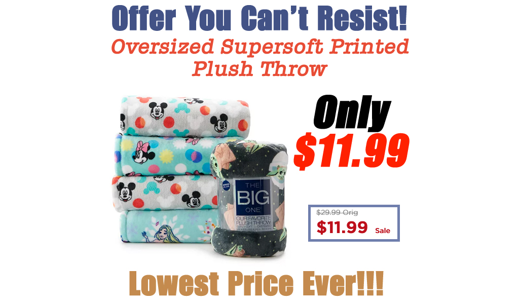 Oversized Supersoft Printed Plush Throw Only $11.99 on Kohls.com (Regularly $29.99)