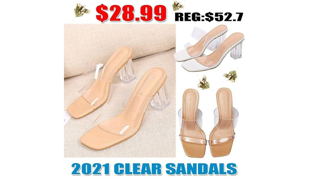 2021 Womens Clear High Heels Transparent Sandals+Free Shipping!