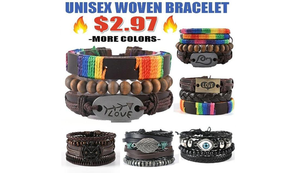 2021 Woven Leather/metal/wooden beads Bracelet For Men Women+Free Shipping!