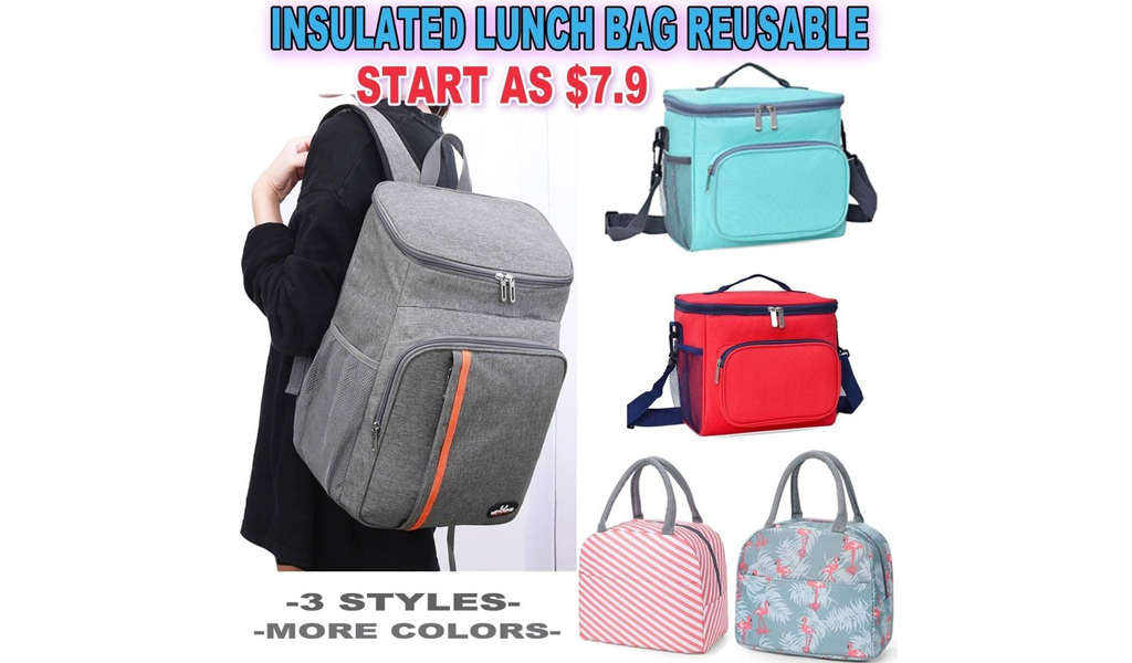 3 Styles Insulated Lunch Bag Reusable Large Lunch Box For School/Office/Beach/Picnic+Free Shipping!