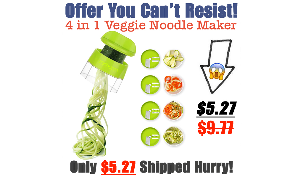 4 in 1 Spiralizer Veggie Noodle Maker Only $5.27 Shipped on Amazon (Regularly $9.77)