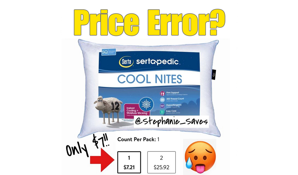 Sertapedic Cool Nites Pillow For $7.21 on Walmart