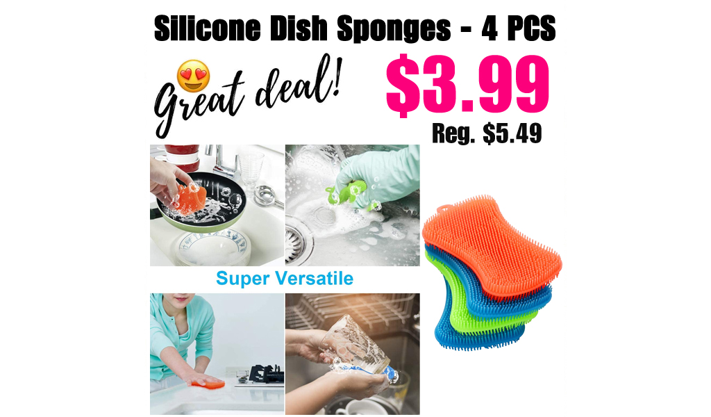 Silicone Dish Sponges - 4 PCS Only $3.99 Shipped on Amazon (Regularly $5.49)