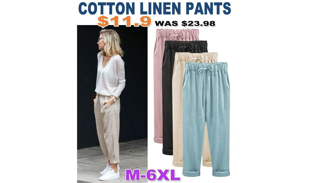 Women Casual Cotton Linen Pants Trousers Pencil Pants M-6XL+Free Shipping!