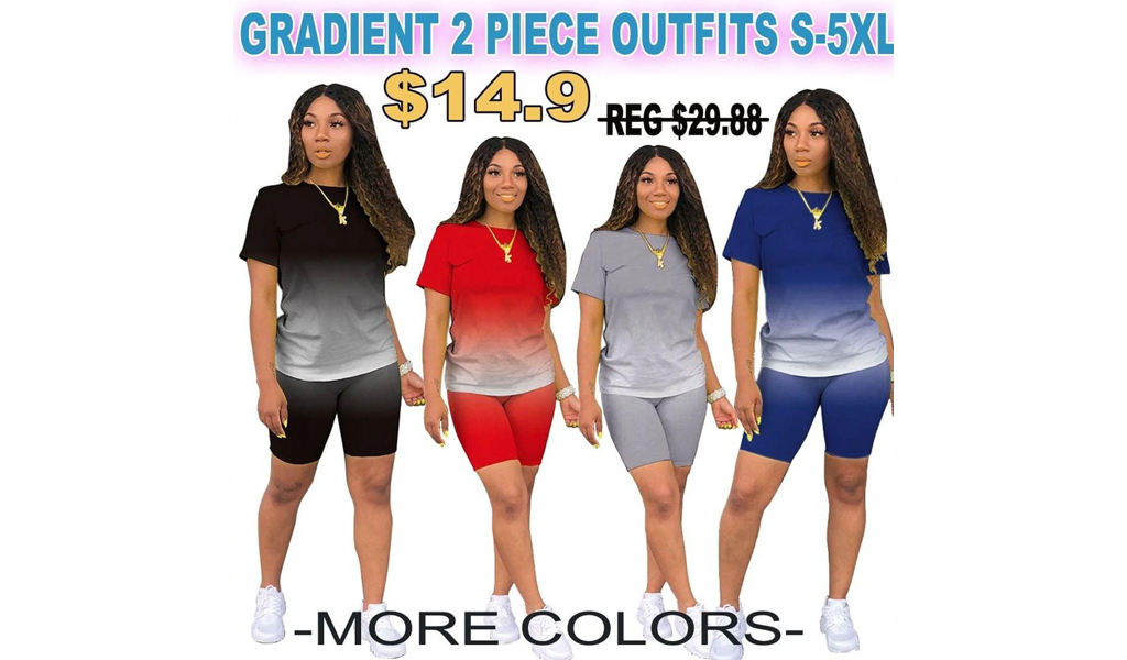 Women Gradient 2 Piece Outfits S-5XL+Free Shipping!