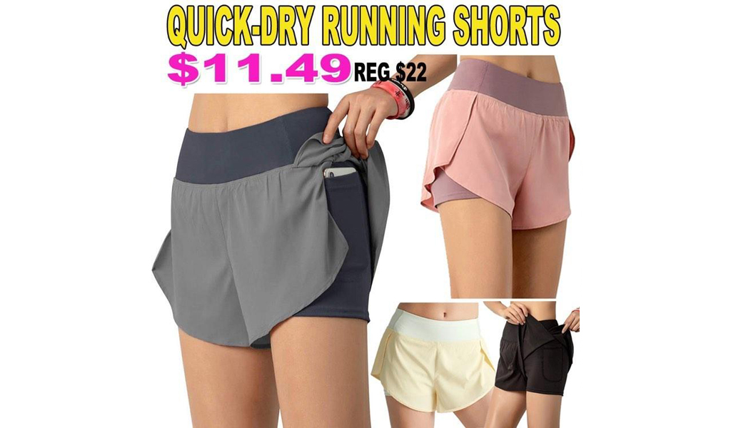 Women Quick-Dry Running Shorts With Pockets S-3XL+Free Shipping!