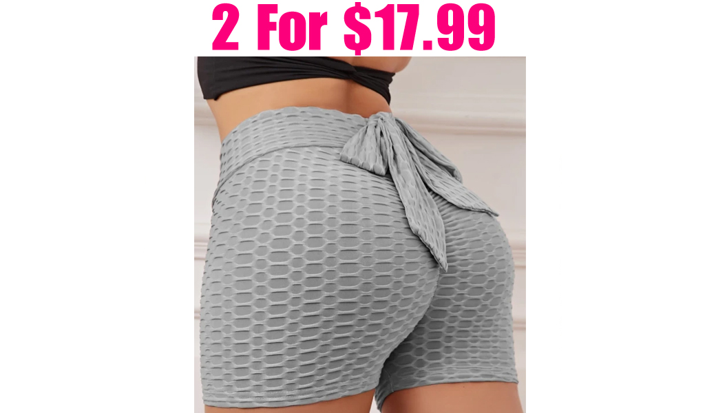 Women's Yoga Pants Bubble Shorts with Bow