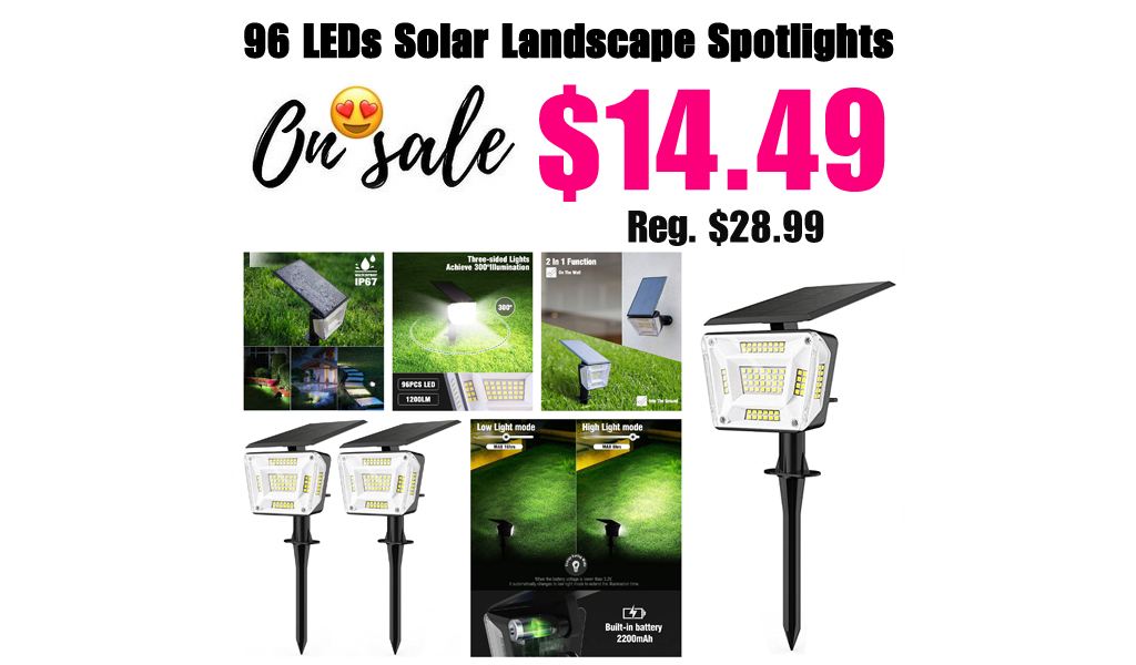 96 LEDs Solar Landscape Spotlights Only $14.49 Shipped on Amazon (Regularly $28.99)