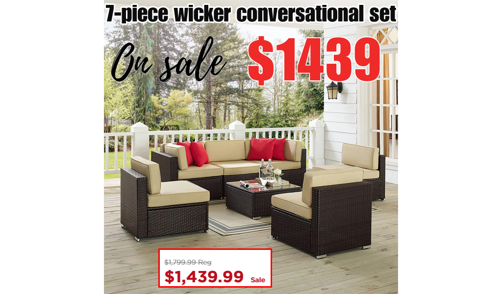 7-piece wicker conversational set Just $1439 on Kohls.com (Regularly $1800)