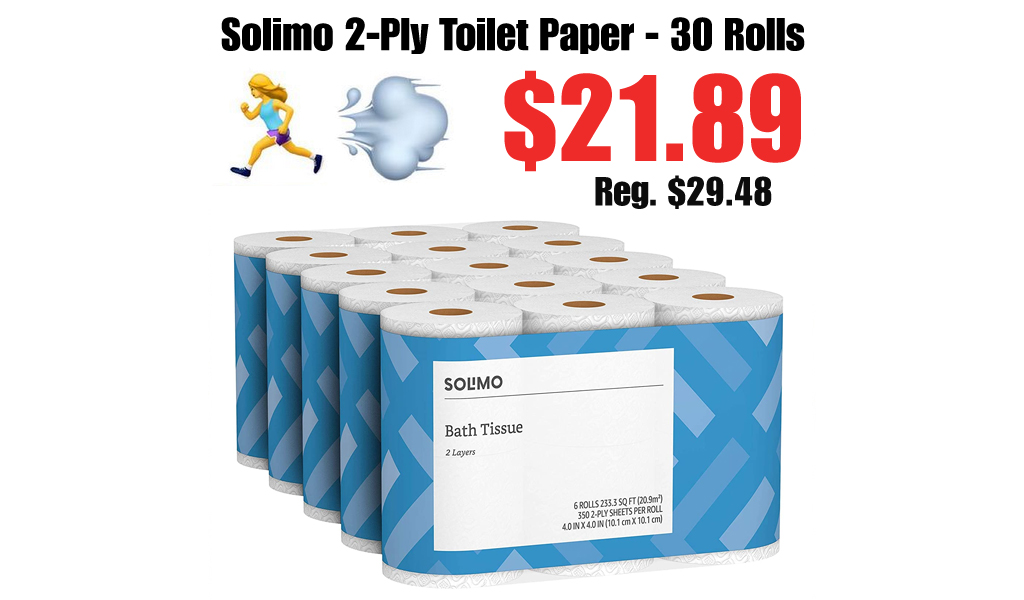 Amazon Brand 30-Pack Toilet Paper PLUS 50-Count Trash Bag Bundle Only $22