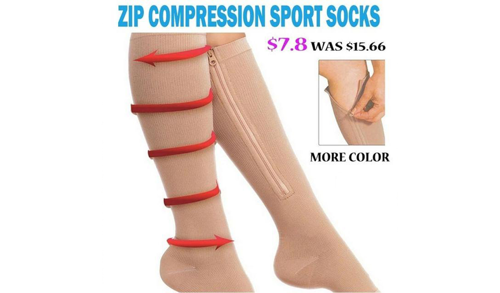 High Quality Women Elastic Stretch Compression Sport Socks With Zipper+Free Shipping!