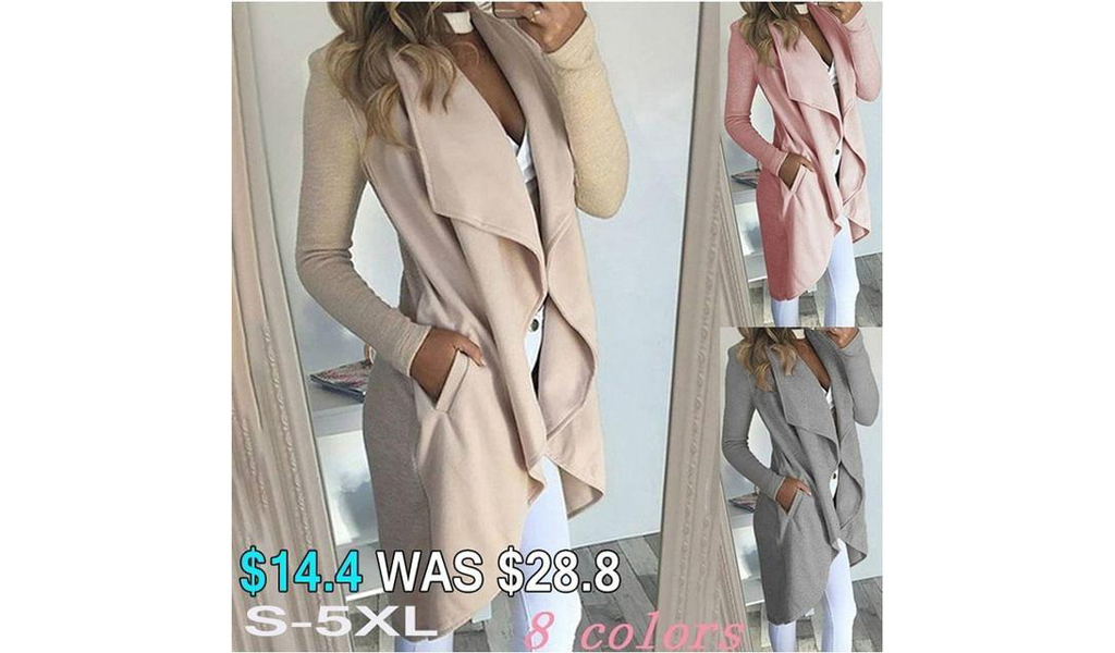 Women Asymmetric Lapel Collar Outerwear Solid Color Slim Long Sleeve Cardigans S-5XL +Free Shipping!