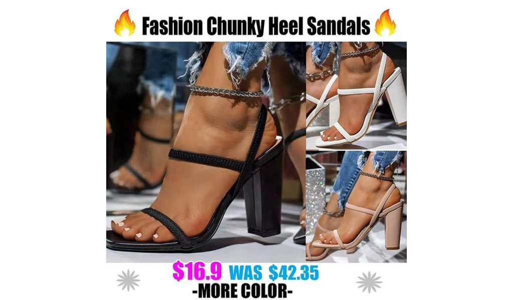 Women Fashion Square Toe Heels Chunky Heel Sandals+Free Shipping!