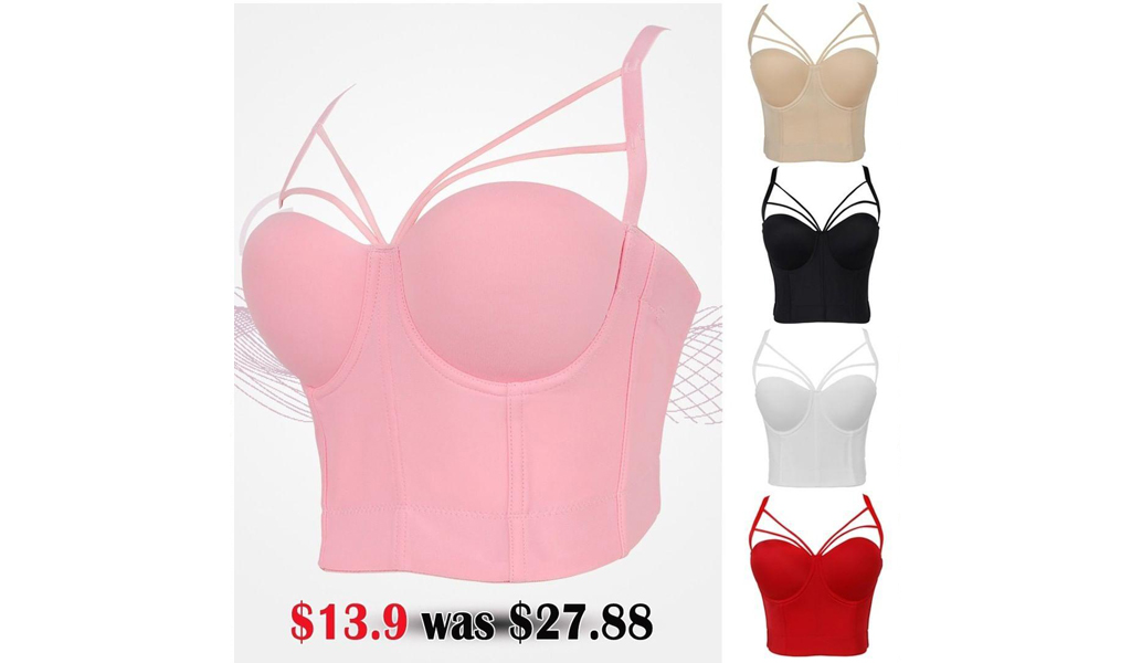 Women Fashion Straps Push Up Backless Camis Corset Underwire Bras+Free Shipping!