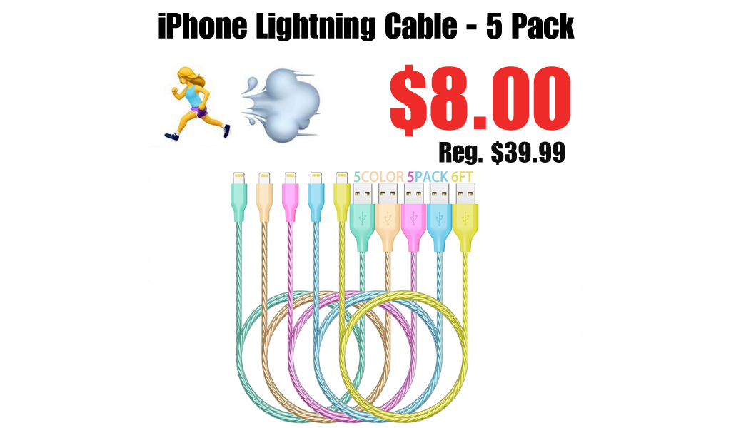 iPhone Lightning Cable - 5 Pack Only $8.00 Shipped on Amazon (Regularly $39.99)