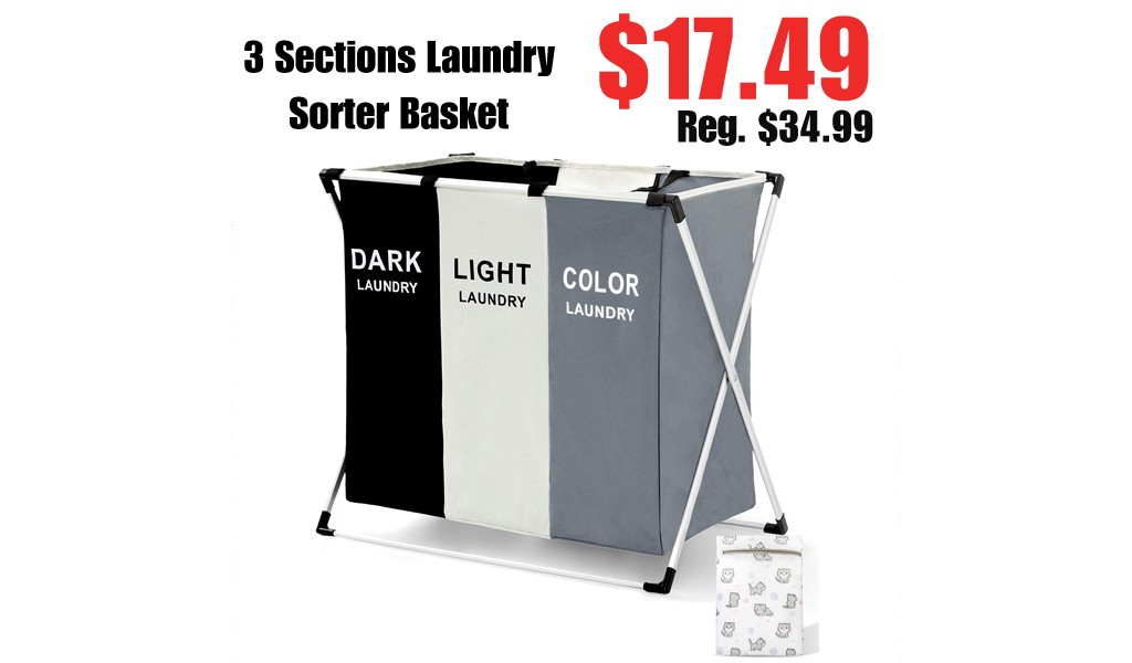 3 Sections Laundry Sorter Basket Only $17.49 Shipped on Amazon (Regularly $34.99)