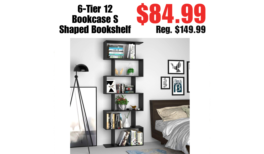 6-Tier 12 Bookcase S Shaped Bookshelf Only $84.99 Shipped on Walmart.com (Regularly $149.99)
