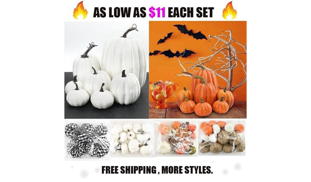 Foam Pumpkins For Fall Thanksgiving Halloween Tabletop Centerpiece Mantel Shelf Kitchen Decoration+Free Shipping!