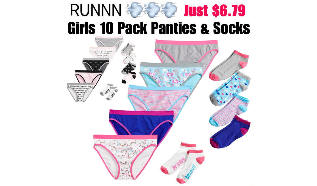 Girls 10 Pack Panties & Socks Only $6.79 on Kohls.com