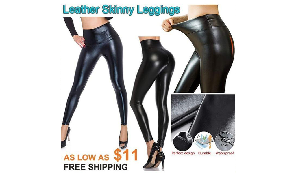 Women High Waisted Faux Leather Skinny Stretchy Plush Leggings+Free Shipping!