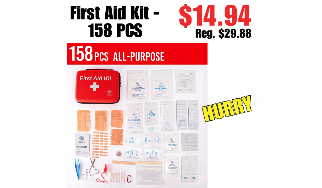 First Aid Kit - 158 PCS Only $14.94 Shipped on Amazon (Regularly $29.88)