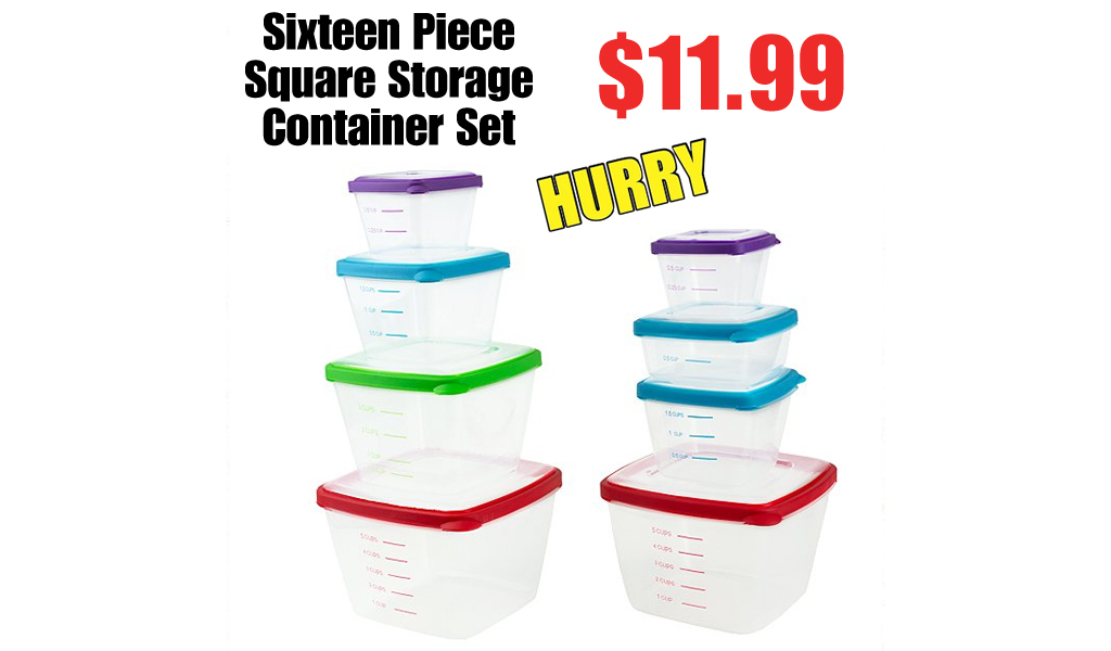 Sixteen Piece Square Storage Container Set Only $11.99 Shipped on Zulily