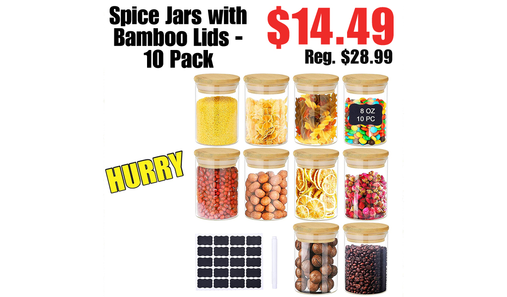 Spice Jars with Bamboo Lids - 10 Pack Only $14.49 on Amazon (Regularly $28.99)