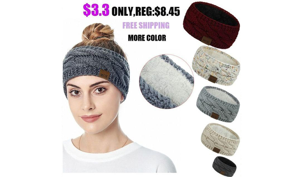 Women Headdress Protected Keep Warm Knitting Handmade Wide Side Fashion Sport Hairband+Free Shipping