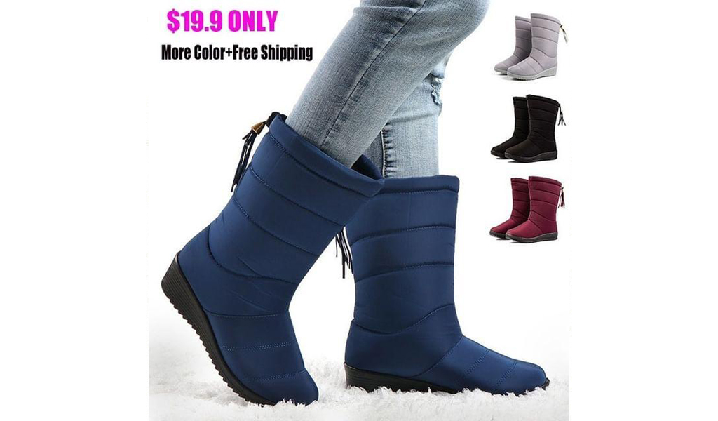 Women Tassel Pull On Snow Boots Comfortable Warm Round Toe Waterproof Short Winter Boots+Free Shipping