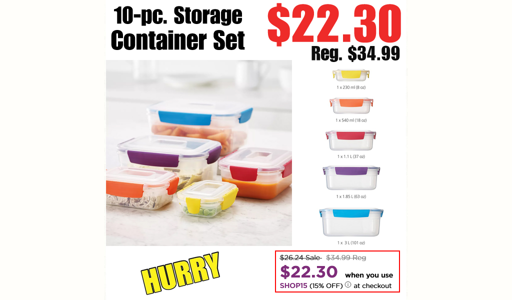 10-pc. Storage Container Set Just $22.30 on Kohls.com (Regularly $34.99)