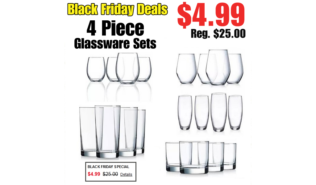 4 Piece Glassware Sets Only $4.99 on Macys.com (Regularly $25.00)