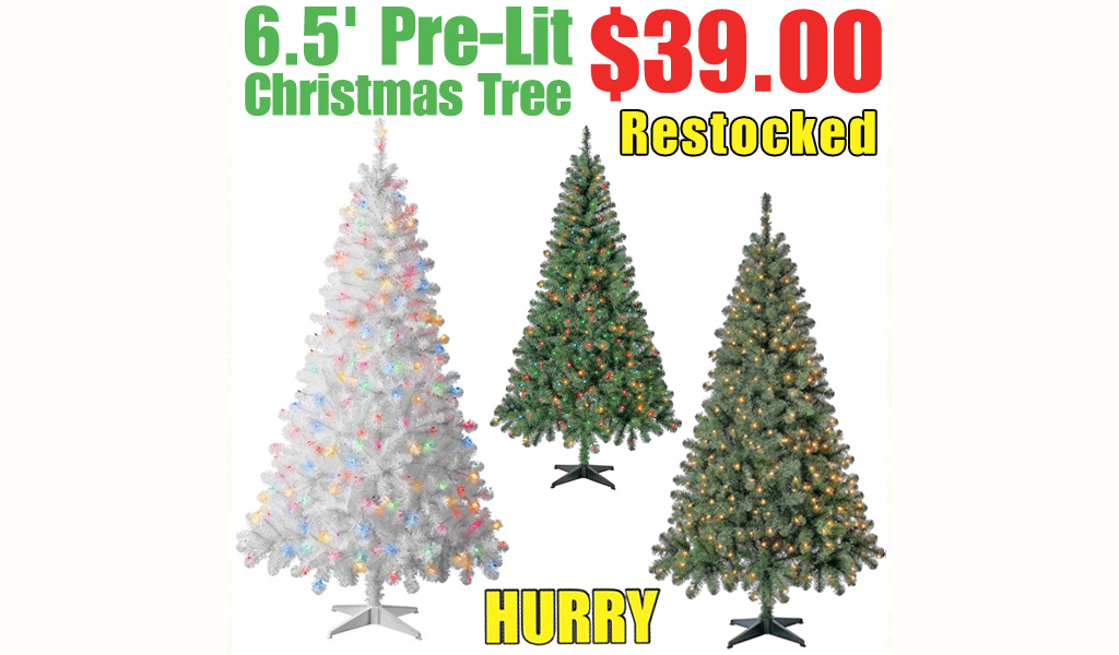 6.5' Pre-Lit Christmas Tree Only $39.00 Shipped on Walmart