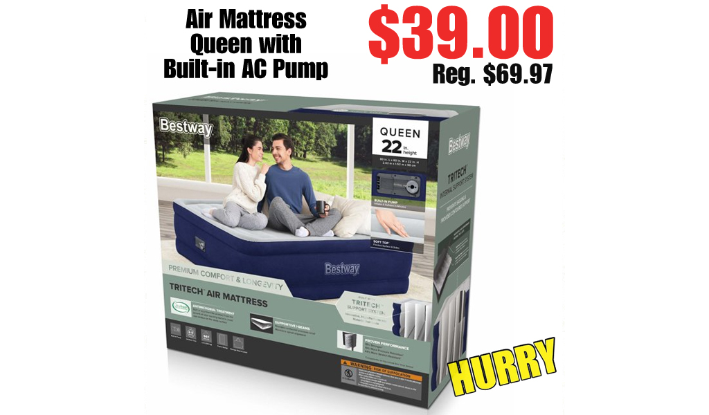 Air Mattress Queen 22" with Built-in AC Pump Only $39.00 Shipped on Walmart.com (Regularly $69.97)