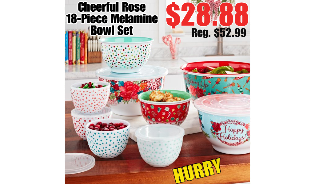 Cheerful Rose 18-Piece Melamine Bowl Set Only $28.88 Shipped on Walmart.com (Regularly $52.99)