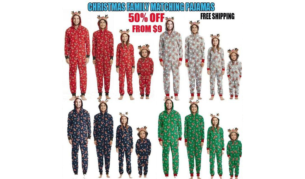 Christmas Family Matching Hoodie Pajamas Reindeer For Adult Kids Baby+Free Shipping