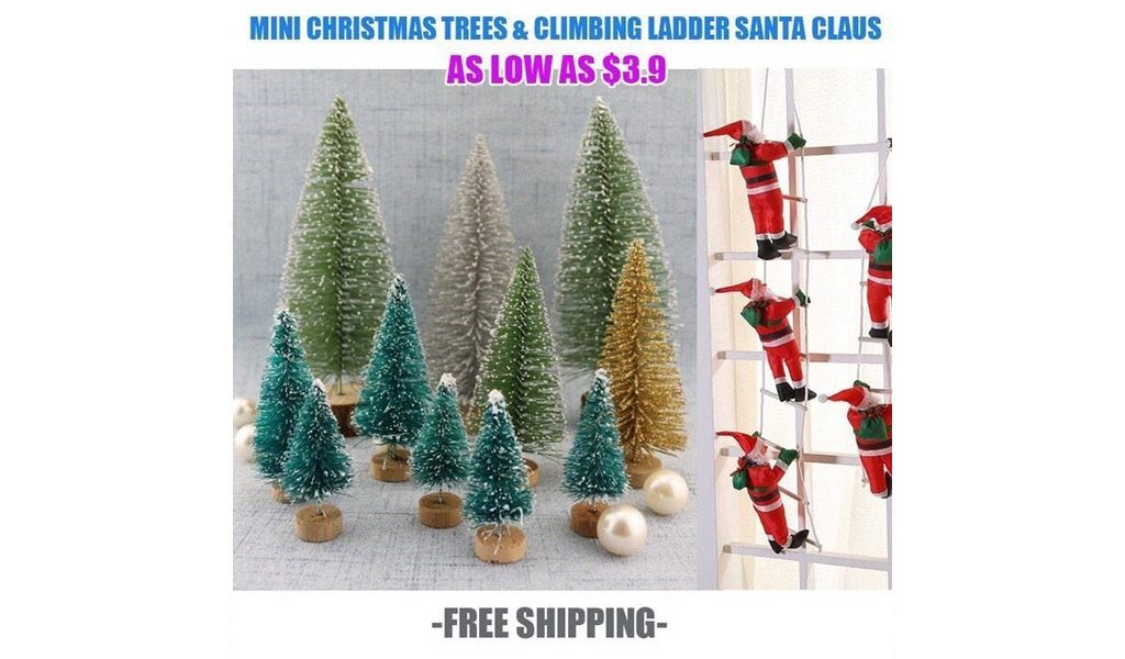 Climbing Ladder Santa Claus / Artificial Mini Christmas Trees Set For Home Decoration+Free Shipping