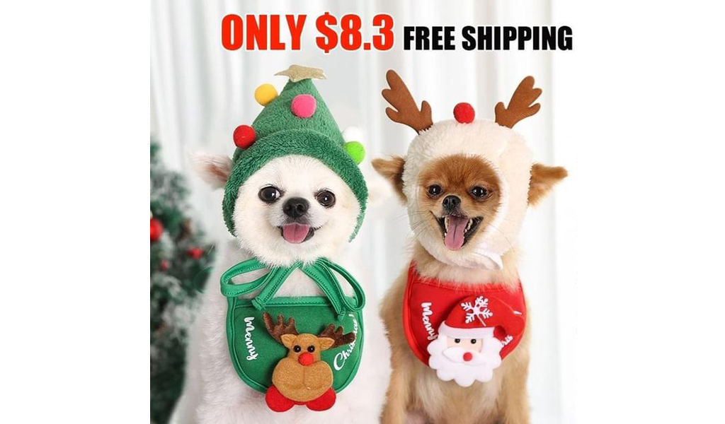 Dog And Cat Christmas Clothing Hat Scarf Bandanas For Small Dogs Cats+Free Shipping