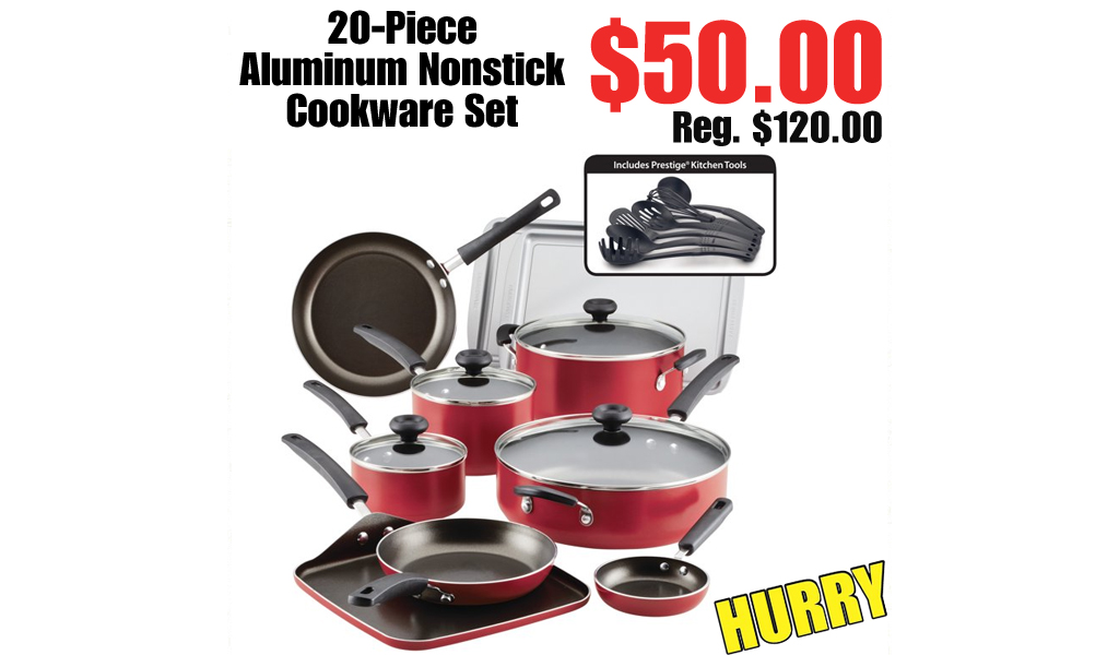 Farberware 20-Piece Aluminum Nonstick Cookware Set Only $50.00 Shipped on Walmart.com (Regularly $120.00)