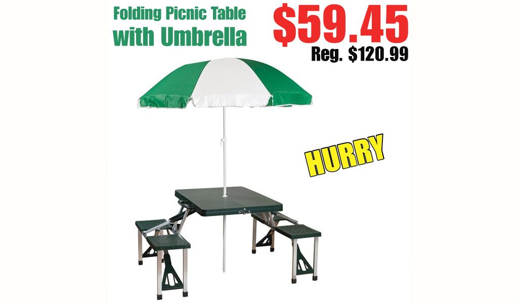 Folding Picnic Table with Umbrella Only $59.45 on Walmart.com (Regularly $120.99)