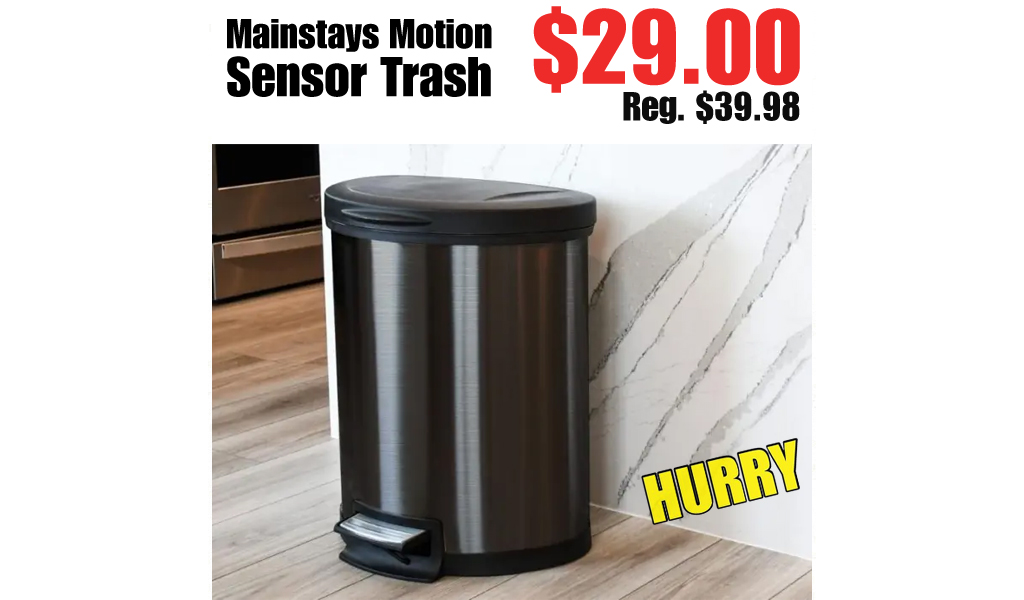 Mainstays Motion Sensor Trash Can Only $29.00 Shipped on Walmart.com (Regularly $39.98)