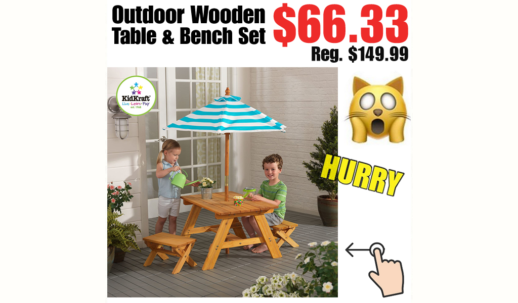 Outdoor Wooden Table & Bench Set $66.33 Shipped on Amazon (Regularly $149.99)